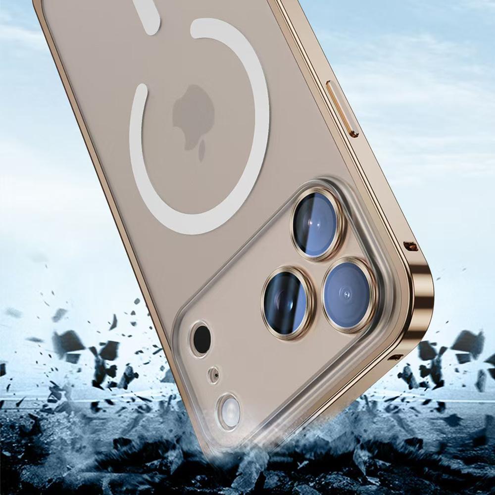 Luxury Aluminium Alloy For Magsafe Magnetic Metal Frame Case For iPhone 17 16 15 14 13 12 Pro Max Wireless Charging All Inclusive Cover