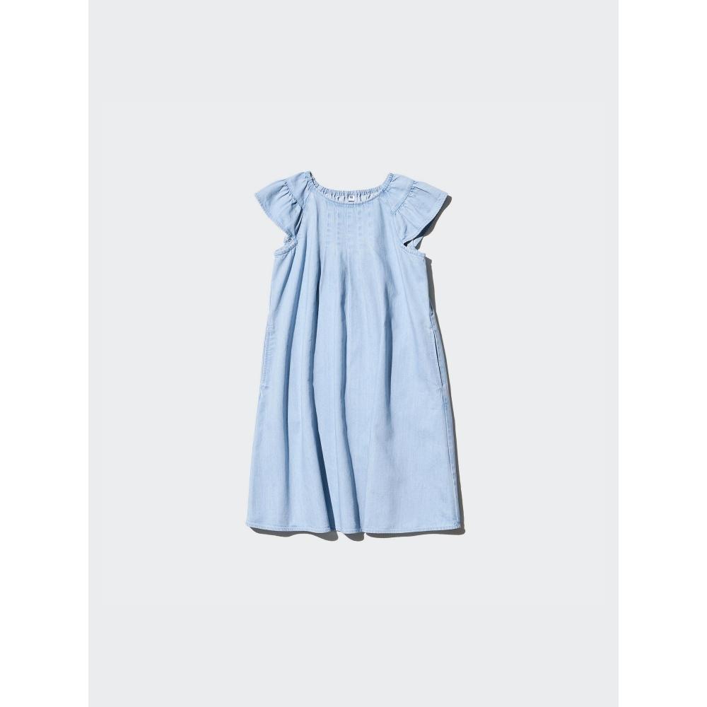 Uniqlo Джинсовое платье для девочек с коротким рукавом 