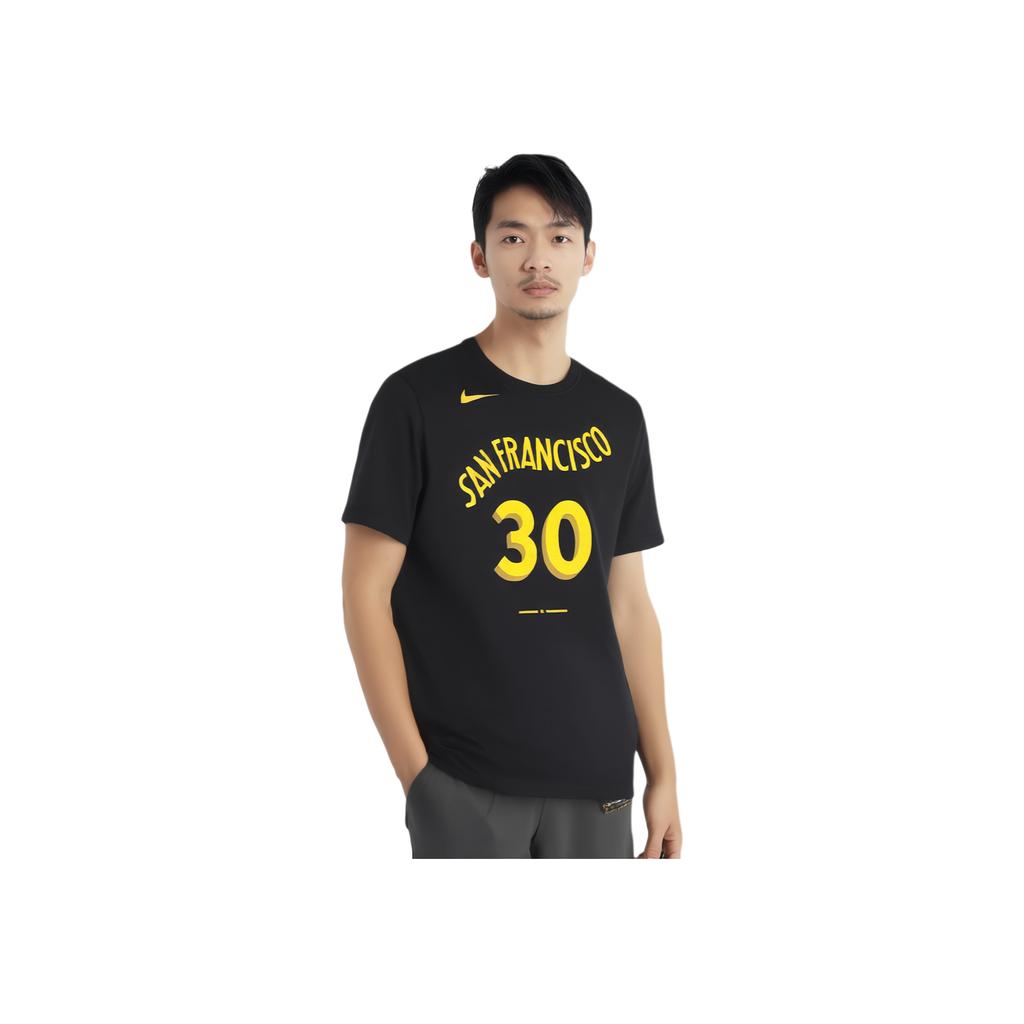 Nike Golden State Warriors 2023-24 Season Stephen Curry 30 Number Letter Print Crew Neck Short Sleeve T-Shirt Unisex T-Shirt Black FN1213-013