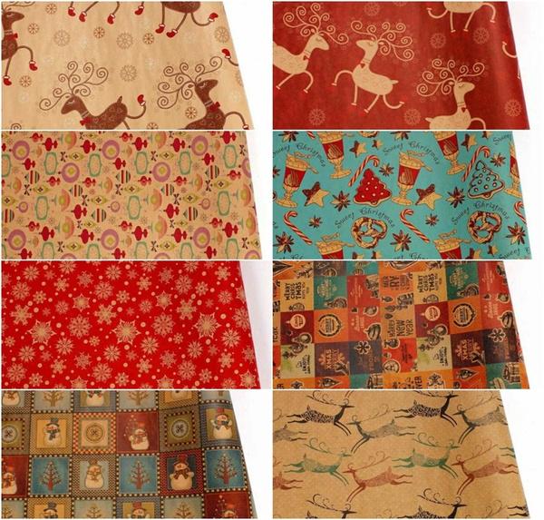 1 рулоны в стиле ретро, рождественская подарочная упаковка, бумага, дерево, снежинка, праздничная рождественская упаковка, декор