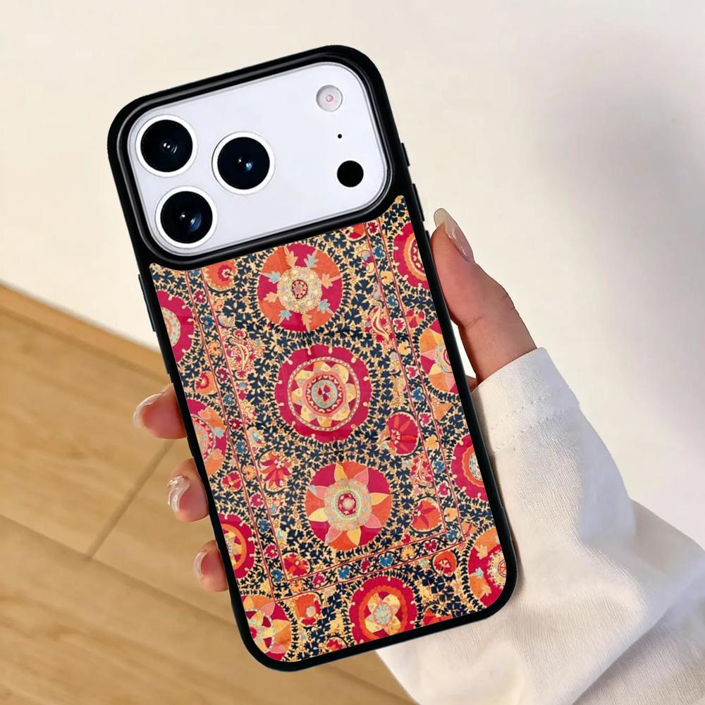 Embroidery Flowers Mobile Phone Case for IPhone 17 AIR 16pro Max 15 14 13 12 11 Bumper Cover