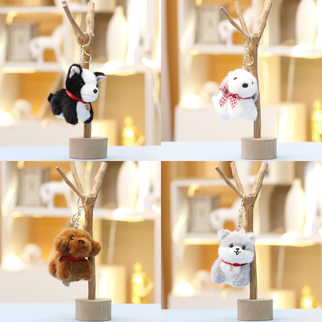 Adorable Animal Plush Dog With Keyring For Gift And Bag Accessory