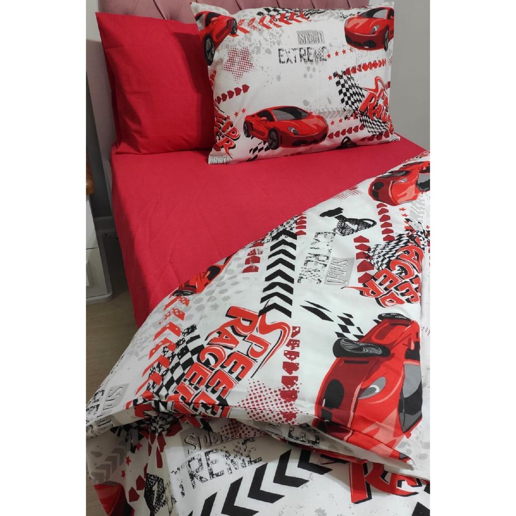 Синий комплект пододеяльников на колесиках для мальчика, комплект из 4 предметов с эластичными простынями (100x200см)