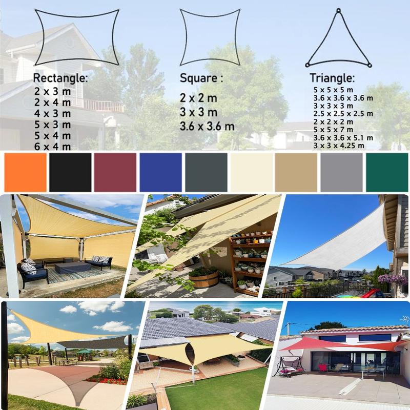 Heavy Duty Sun Shade Sails UV Protection Fade Tear Rust Resistant Rectangle Sunshade Canopy Curved Edges Blocks Sunlight Awnings