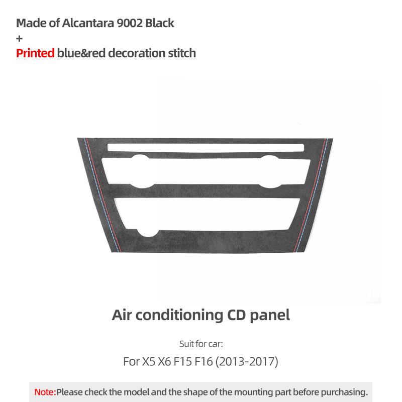 For BMW X5 F15 X6 F16 Make of Alcantara Auto Center Console Air Condition CD Panel Trim Sticker Car Interior Decor Accessories