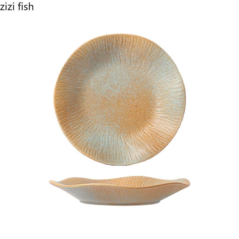 Винтажная креативная керамическая тарелка для обеда, десертная тарелка, тарелка для закусок, тарелки для сашими, суши, стейков, фирменная посуда для ресторана