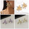 1 pair Luxury Enamel Iris Earrings Zinc Zinc Alloy Metal Flower Ear Studs Golden and Silver Earrings  Banquet