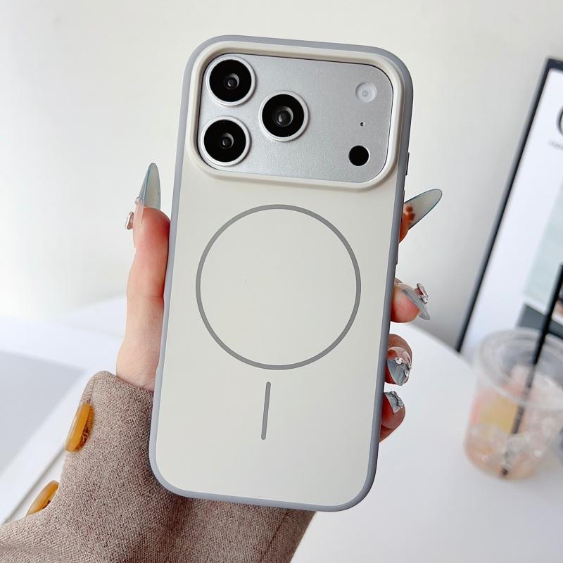 Чехол для IPhone 17 16 15 Pro Max 17Air с магнитной поверхностью, ощущением кожи, из ПК, с аппаратной кнопкой, ударопрочный, для беспроводной зарядки, задняя крышка