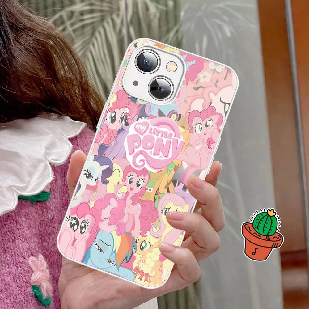 Милый M-Мой Мультяшный P-Пони L-Маленькое Закаленное Стекло Для Iphone 14 13 12 11 Pro Mini XS MAX 14Plus X XS XR Чехол