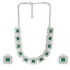 Beautiful Estele Women's Necklace Set with Rhodium Plated CZ and White and Green Crystals