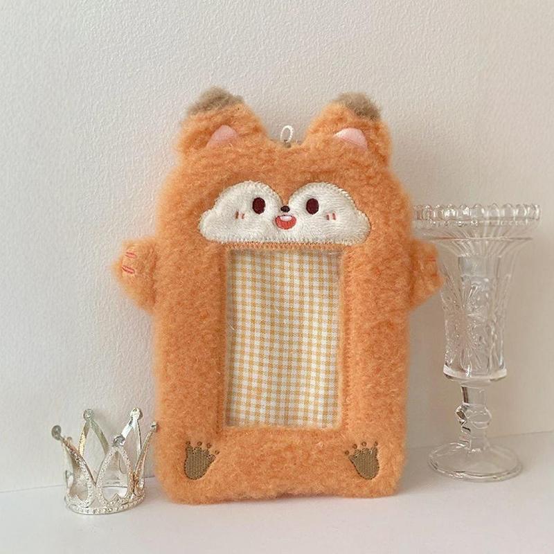 3-дюймовый милый мультяшный медведь кролик плюшевый держатель для фотокарточек корейский идол фото держатель для девочек милый брелок удостоверение личности кредитная защита канцелярские принадлежности