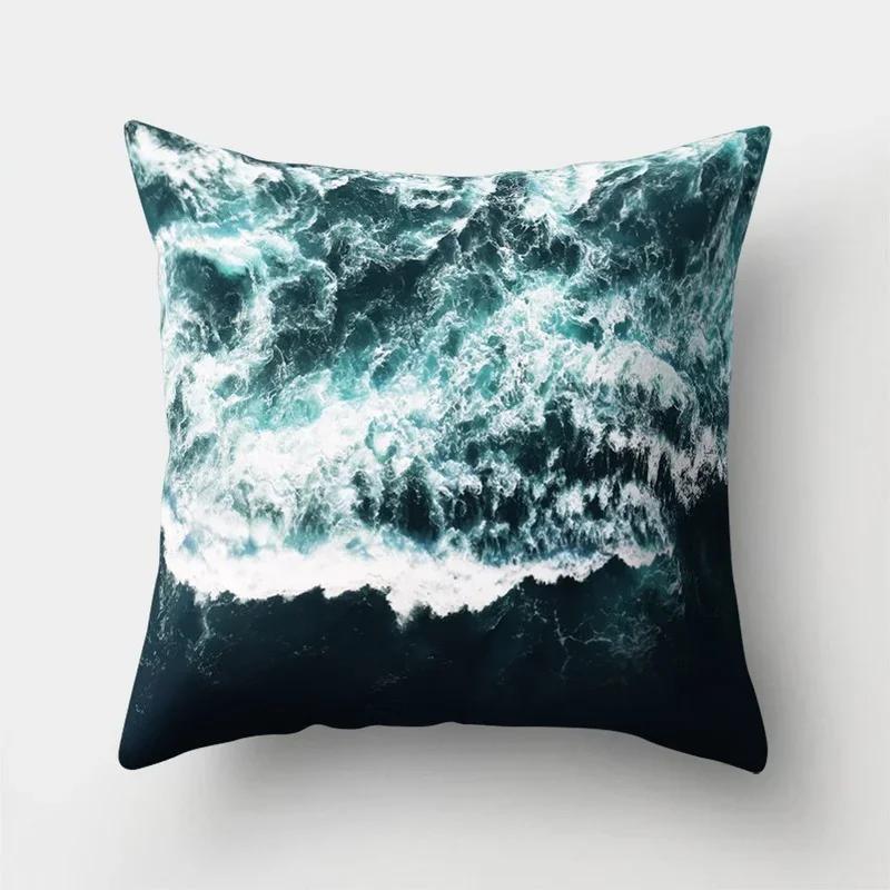 Sea Waves Beach Pillowcase Office Cushion Creative Home Car Sofa  Lumbar Cushion Cover Sea View Decor Pillow case 45x45cm