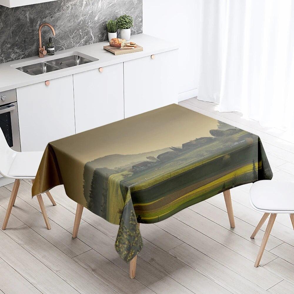 Sunset Tablecloth Natural World Landscape Stain Resistant Waterproof Rectangular Kitchen Table Home Decor