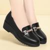 Fashion 4.5cm Spring Summer Women Loafers Flat Shoes Height Increasing Black Footwear Slip-on Moccasins Casual Wedge Soft Leather Shoes