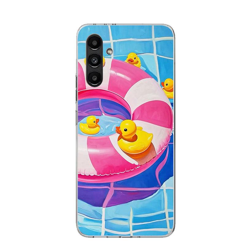Чехол для телефона с резиновыми уточками для бассейна для Samsung Galaxy A17 A16 A14 A15 A13 A57 A56 A54 A55 A53 A37 A36 A34 A35 A33 A26 A24 A25