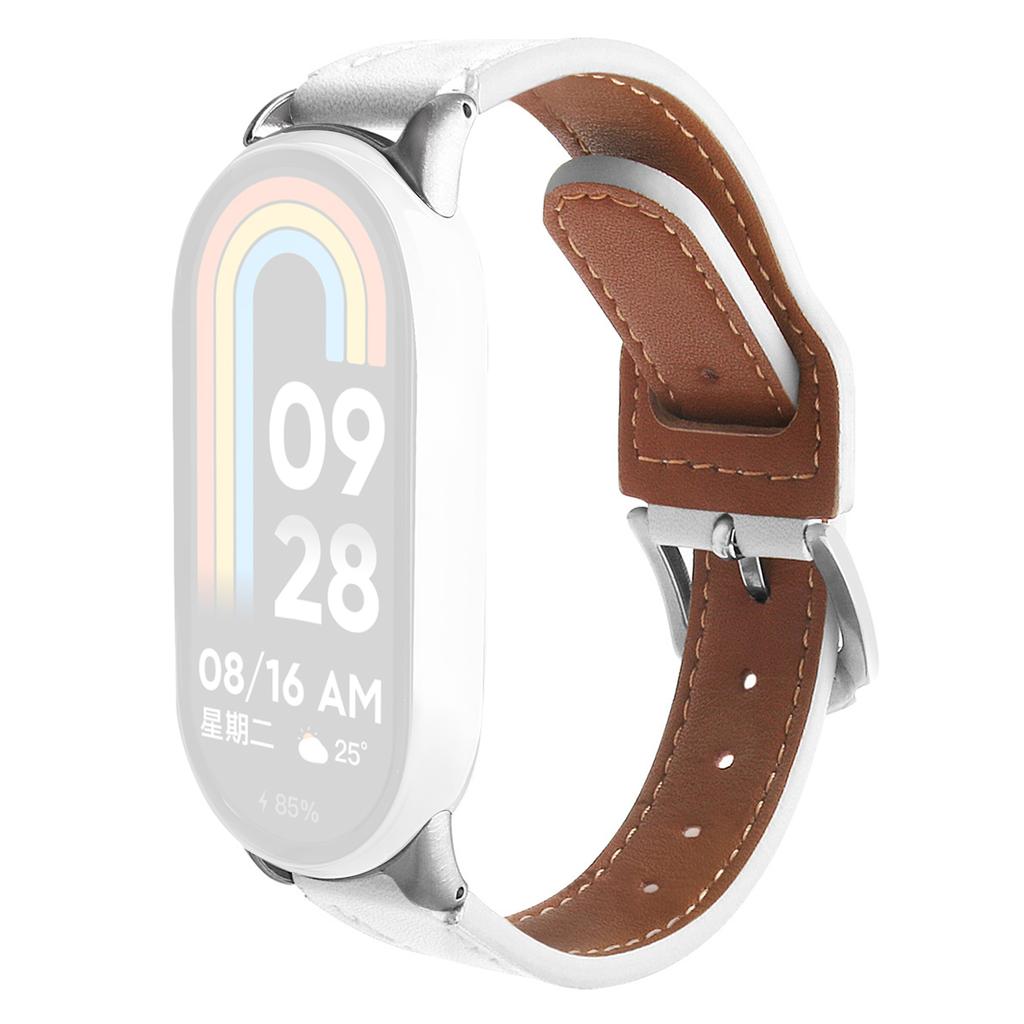 Ремешок для часов Xiaomi Smart Band 9 NFC/9/8 NFC/8 из микрофибры с кожаным ремешком и серебряной пряжкой