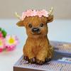 Resin Cow Statue Cartoon Animal Sculpture Table Decor Miniatures Figurine  Cabinet