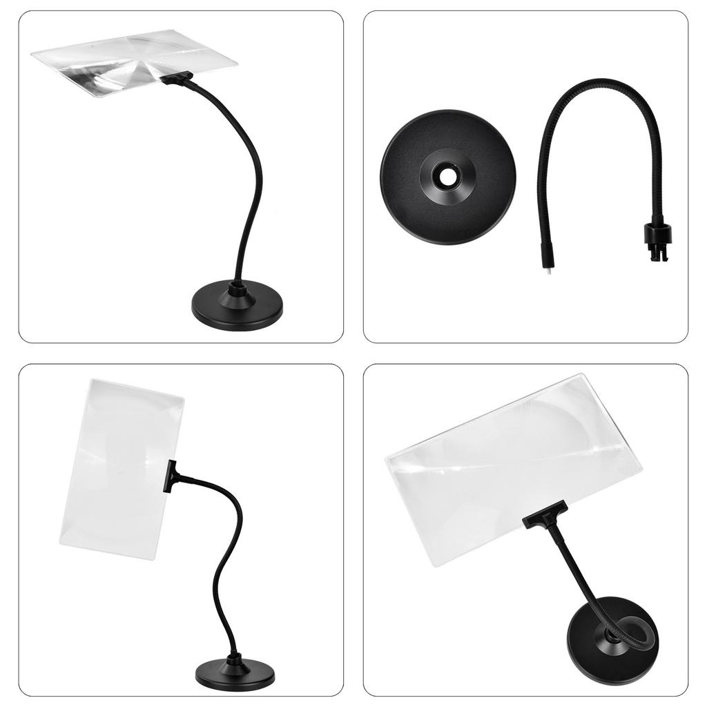 4-кратное увеличительное стекло с подставкой 10x5,7 дюйма Большая лупа на всю страницу Гибкое съемное настольное увеличительное стекло для чтения