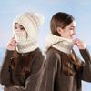 Winter Warm Knitted Wool Hat Mask Scarf One-Piece Hat Velvet Ear Protective Hat for Women
