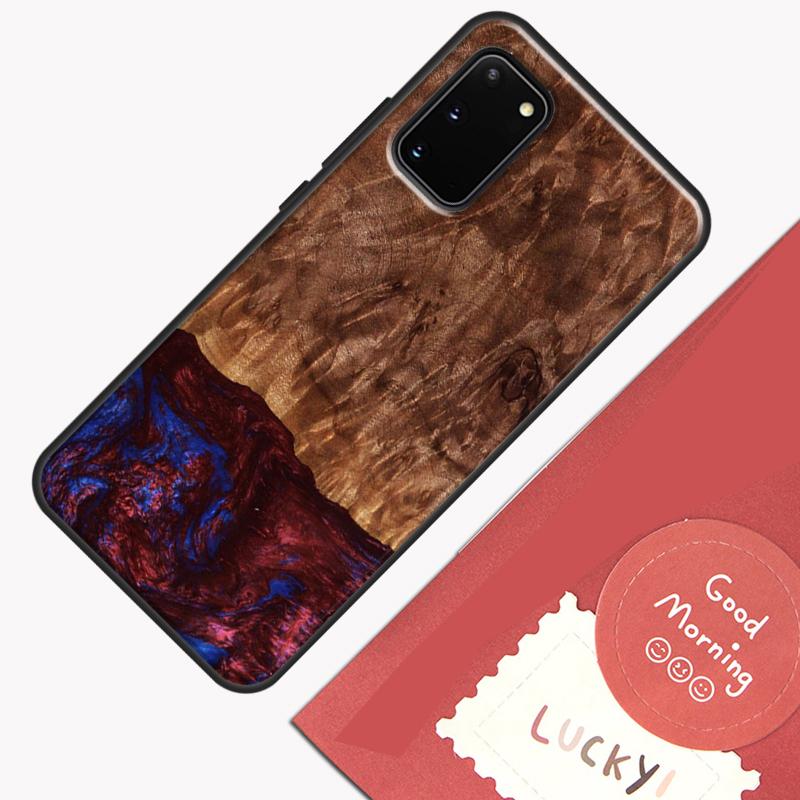 Гибридный чехол для телефона из дерева и смолы для Samsung Galaxy S23 Ultra S20 S21 S22 S24 S25 Plus S9 S10 S25 FE Защитная оболочка