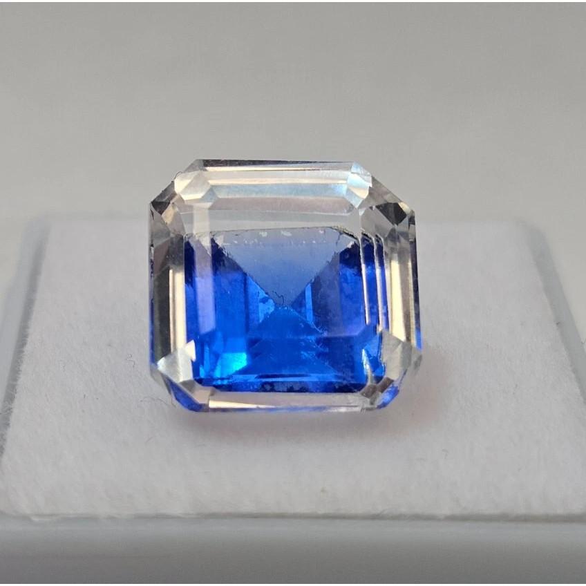 Natural Bi-Color Pitambari Sapphire Asscher Cut 11 Ct Beautiful Gemstone