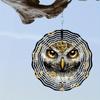 Elegant Owl Wind Spinner - Luxurious Golden & Black Metal Garden Sculpture, 2D Outdoor Decor with Intricate Feather Patterns, No Power Required