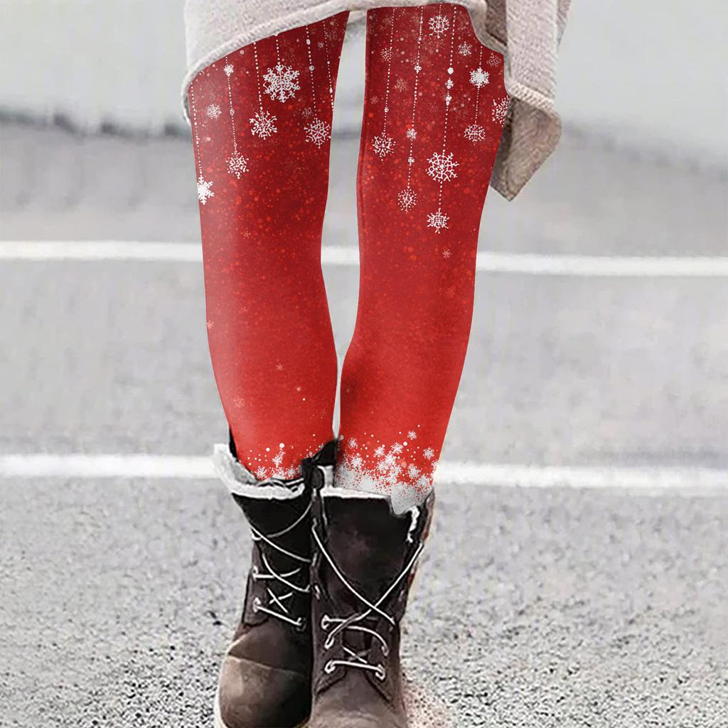 Женские рождественские облегающие эластичные повседневные брюки для йоги