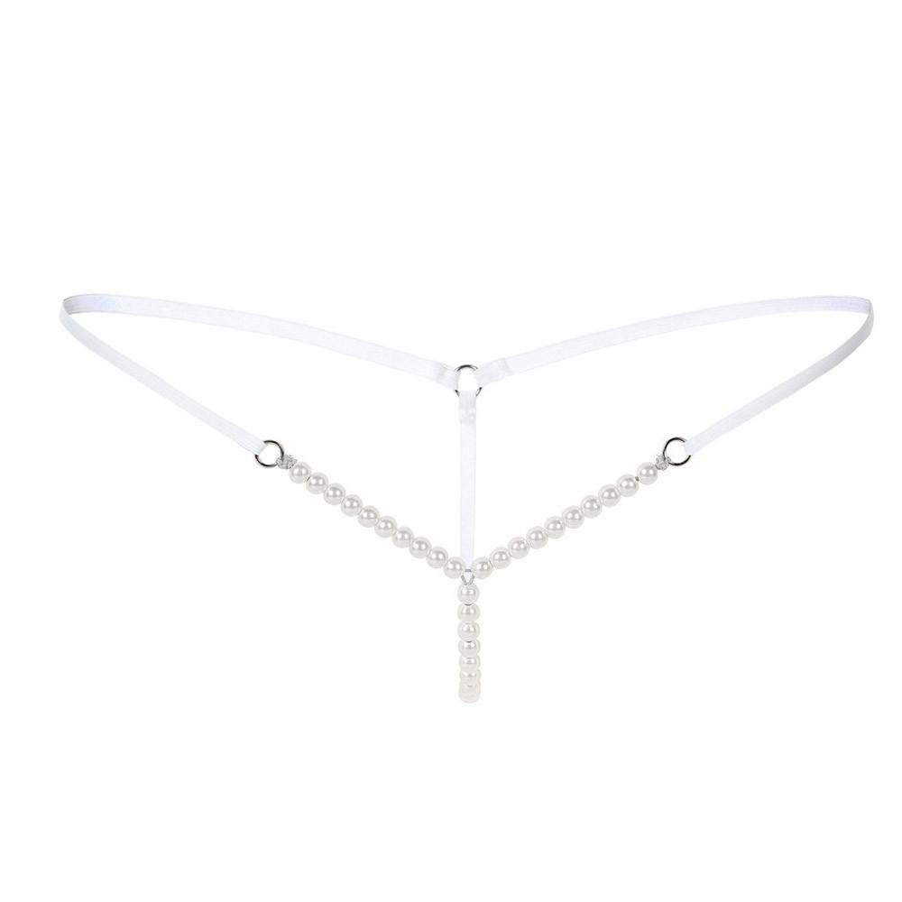 Сексуальные женские стринги с жемчугом и стринги, однотонное нижнее белье с низкой талией 