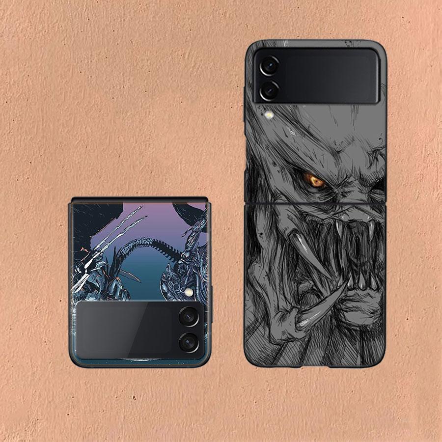 Чехол для телефона Alien vs Predator для Samsung Z Flip 6 7 5G Galaxy Z Flip 5 4 3 5G Чехлы Ударопрочный Жесткий Чехол ТПУ
