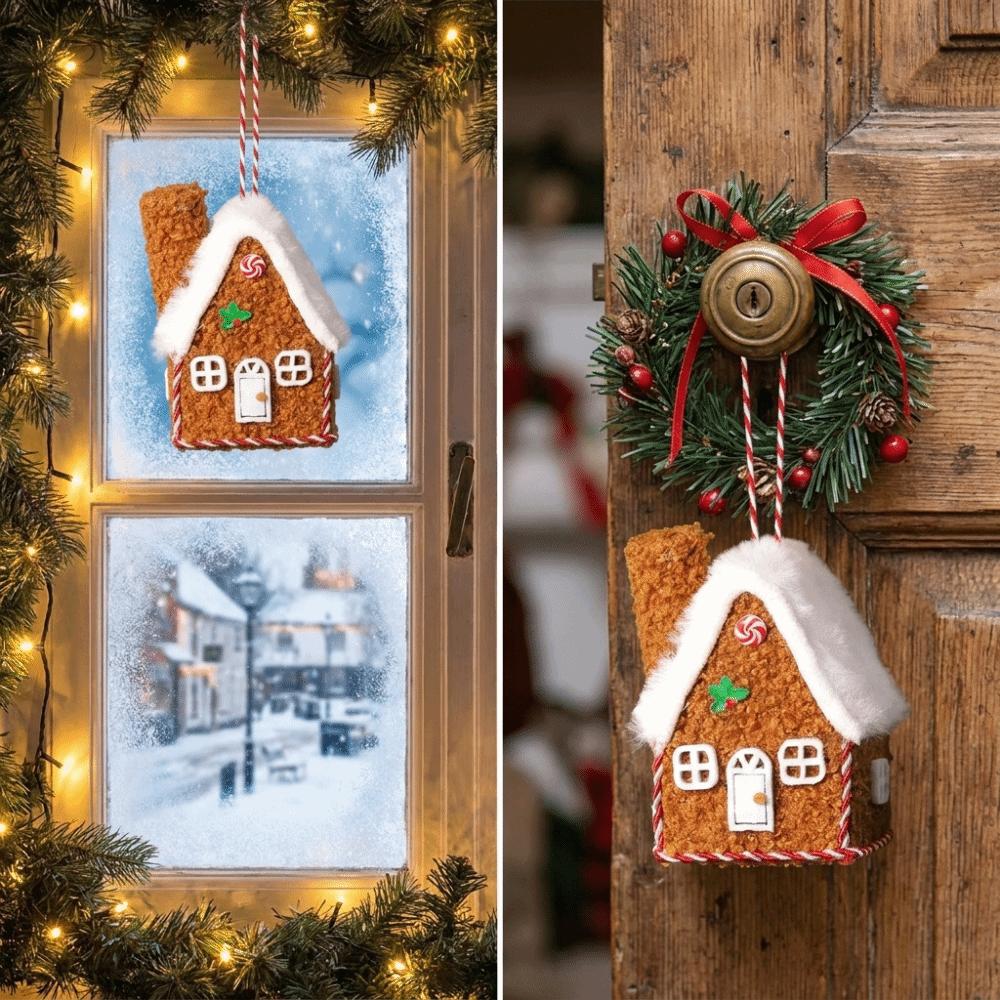 Mini Xmas Plush House Ornaments Creative Xmas Gift Hanging Decorations Xmas Party Home Decoration