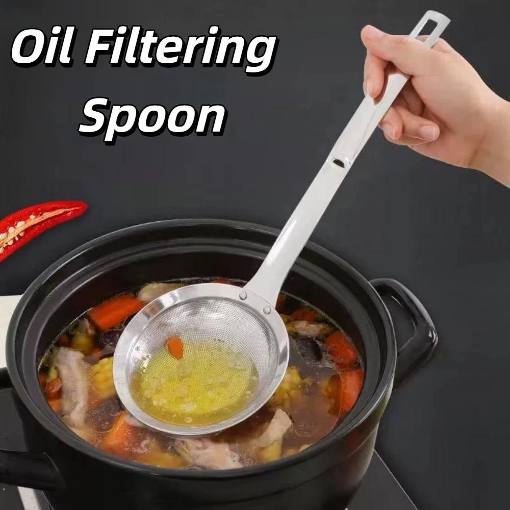 Ложка для фильтрации масла с длинной ручкой, удобная ручка, кухонный дуршлаг, кухонные гаджеты