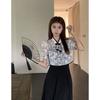 ZY Новая китайская жаккардовая блузка с пуговицами, тонкая, с коротким рукавом, платье-комбинация, женское, летнее, новое