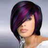 Synthetic Hair Purple Mixed Black Wigs for Women Short Bob Wig with Long Bangs Trendy Drag Wigs Straight Style Cosplay Wig Bobs
