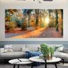 Декор стен с природным пейзажем для гостиной, современная печать на холсте с изображением восхода солнца в лесу - спальня, домашний офис - идеальный подарок на осень