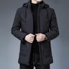 Men's Fall and Winter Long Warm Jacket Lined with Cotton Hooded Jacket Fluffy Large Size Warm Jacket