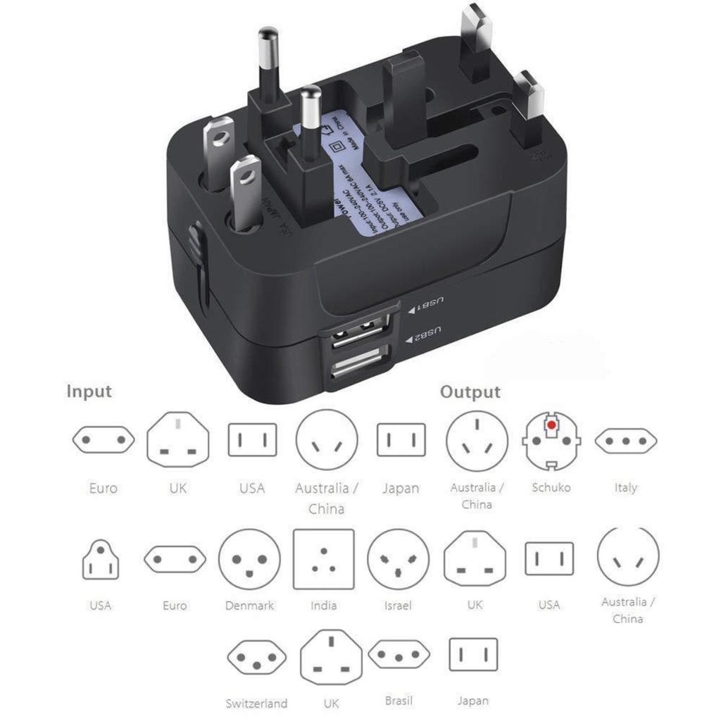 1PC Universal Travel Plug Adapter 2 USB Port World Travel AC Power Charger Adapter AU US UK EU Converter Adapter USB Charger New