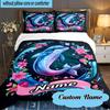 Custom Name 3PCS Love Dolphins Heart Bedding Set Including 1pc Duvet Cover And 2pcs Pillowcases for Bedroom, Dormitory Gift Home Decor