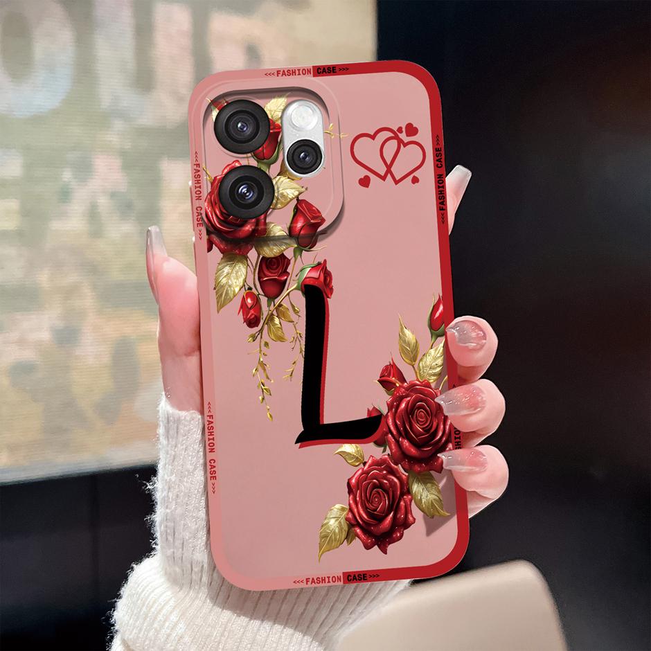 For Oppo Reno15 Pro Reno15 F Cases Luxury Rose 26 Letters Shockproof Silicone Cover For OppoReno15F Fundas OppoReno15 Pro Bumper