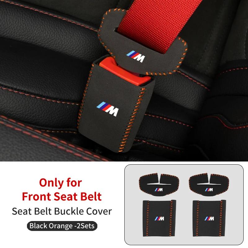 BAAK1 New 2025 2PC Car Seat Belt Buckle Protective Cover Safety Belt Plug Clip Case For BMW M X1 X3 X5 X6 X7 E30 E90 M3 E84 E83 E91 E7