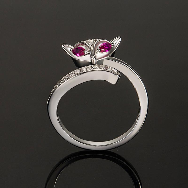 Sace Gems Модное кольцо из медного сплава, розово-красное циркониевое кольцо с лисой на указательный палец, женские украшения, свадебное обещание, вечерние подарок