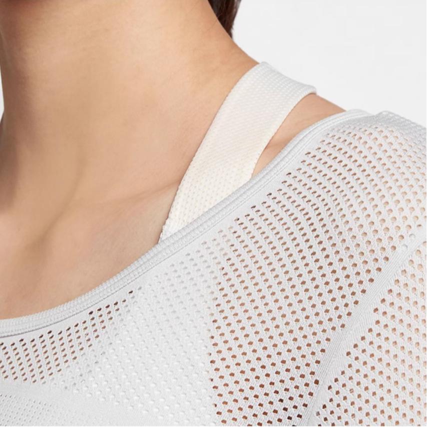 Nike Футболка с логотипом и круглым вырезом, дышащая, с длинным рукавом, женская, белая BQ9554-078