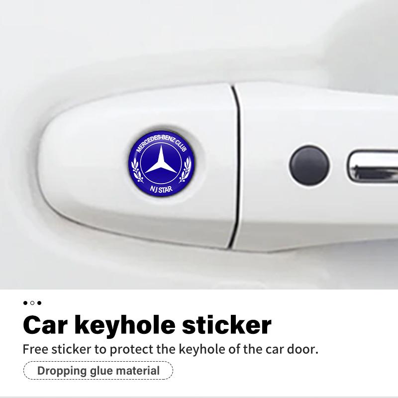 8pcs Car Door Keyhole Sticker Lock Protector Anti-blocking Decal For Mercedes Benz AMG A C E S G Class W201 W210 W108 W204 W205 UWXYZ1