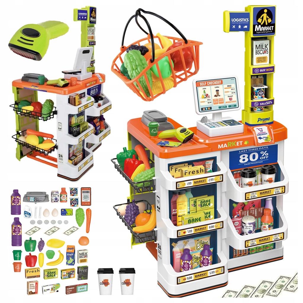 [10] Supermarket Store Shopping Basket + Accessories 60 pcs Z3140