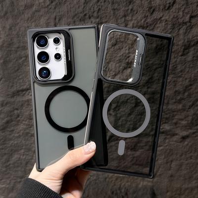 Магнитный чехол для телефона Samsung S25 Ultra S24plus Креативная подставка для объектива S23 Двухцветный противоударный