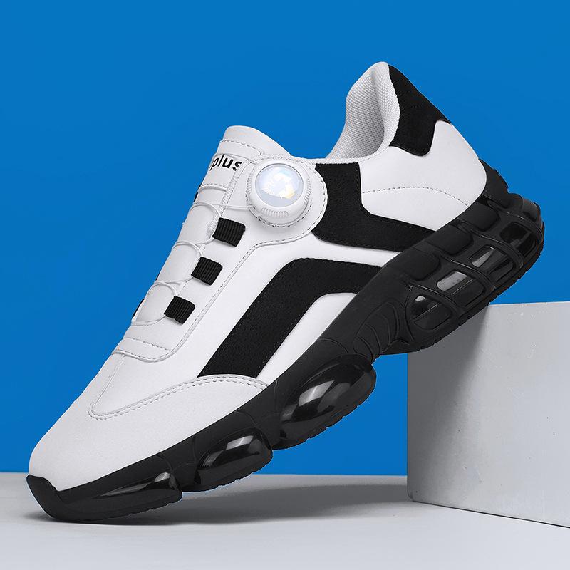 New rotating button low-top soft sole cushioning comfortable sports shoes lightweight leather casual shoes