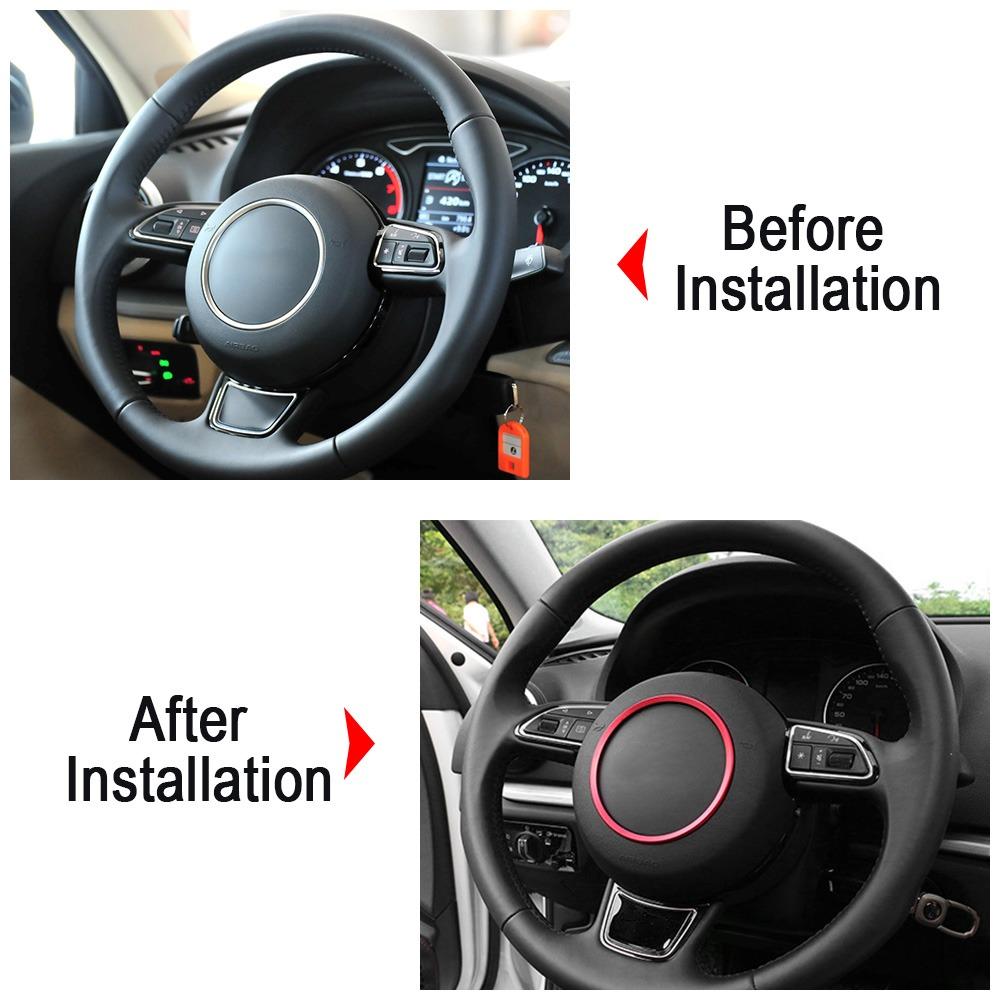 Для A3 A4 A5 Q5 2012-2015, A1 8X A6 C6 A7 Q3 2011-2018 рулевое колесо автомобиля логотип декоративное кольцо значок отделка круг наклейки