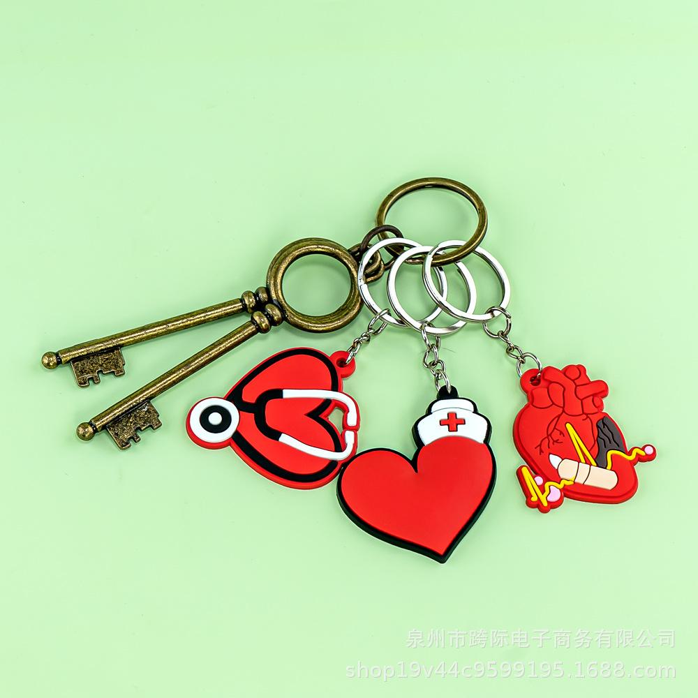 Medical Series Cartoon Animation PVC Keychain or Backpack Pendant with Customizable Logo.