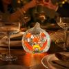 Reusable Holiday Display Disco Mirror Pumpkin Lantern, Silver Glass Resin Ornament with LED Window Decorations Light, Tabletop Reflective Sculpture