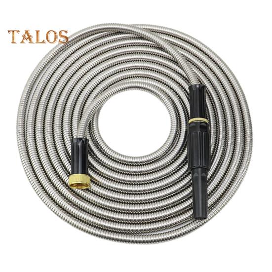 Stainless Steel Garden Hose Flexible Anti-kink Expandable Water Pipe Weather-resistant Hose with Leak Proof Brass Connectors for Car Washing Garden