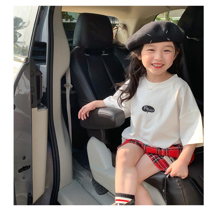 Девочки, хлопковая футболка с коротким рукавом: Модный летний топ с принтом